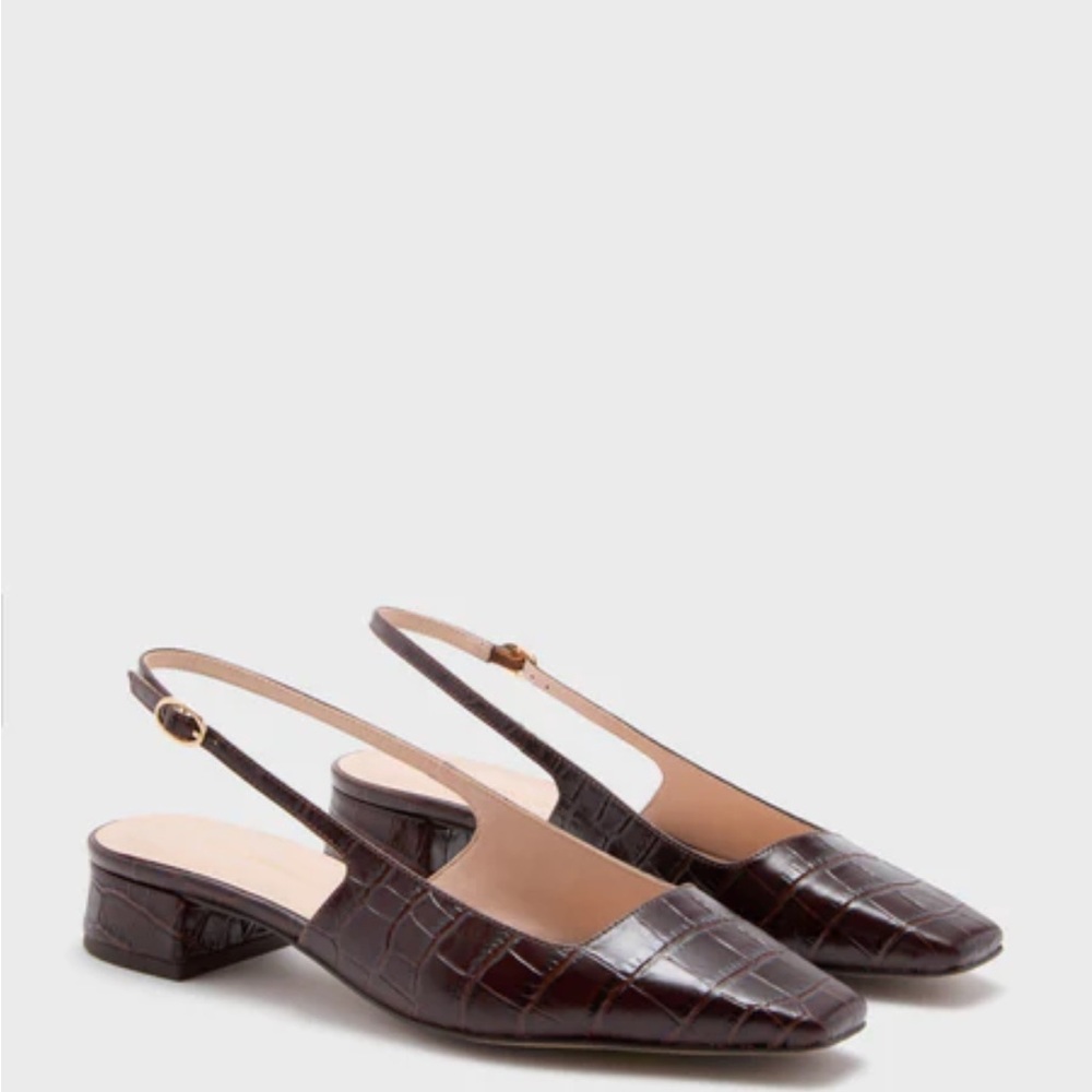 Tuckernuck Brown Croc Hollis Slingback Flats